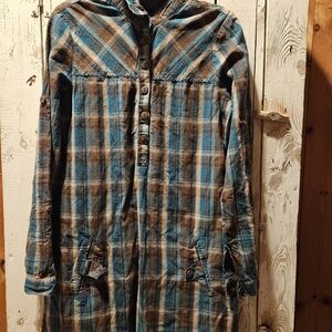 Love Notes Blue and Brown Plaid Shirt